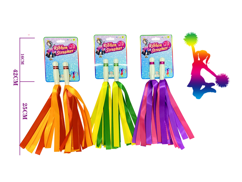 2Pcs Small Handle Ribbon Cheerleading Stick