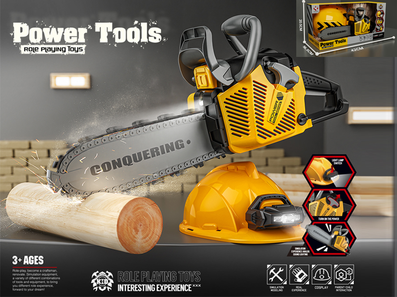 B/O Tool Saw+Helmet Toy