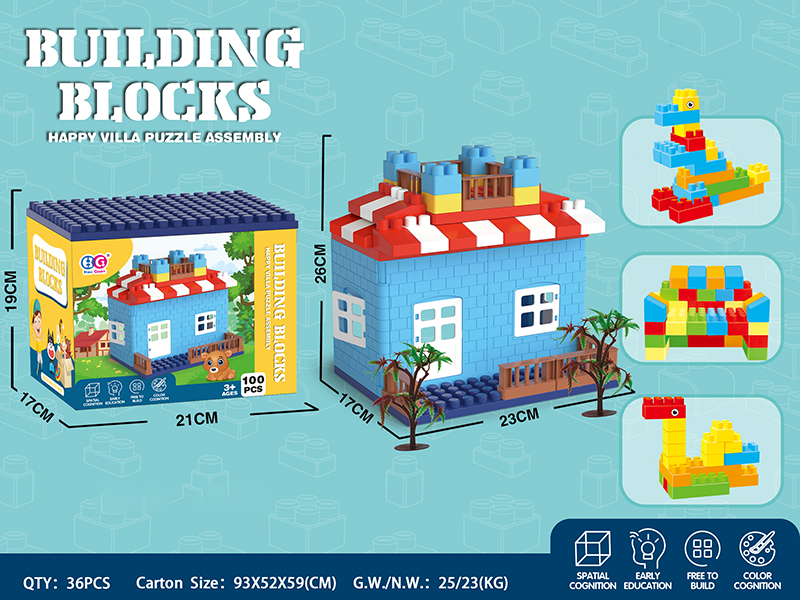 100pcs Building Blocks Villa