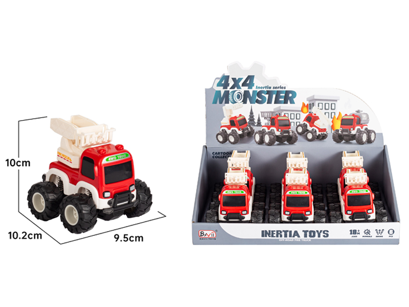 6Pcs 4Wd Friction Off-Road Fire Ladder Truck