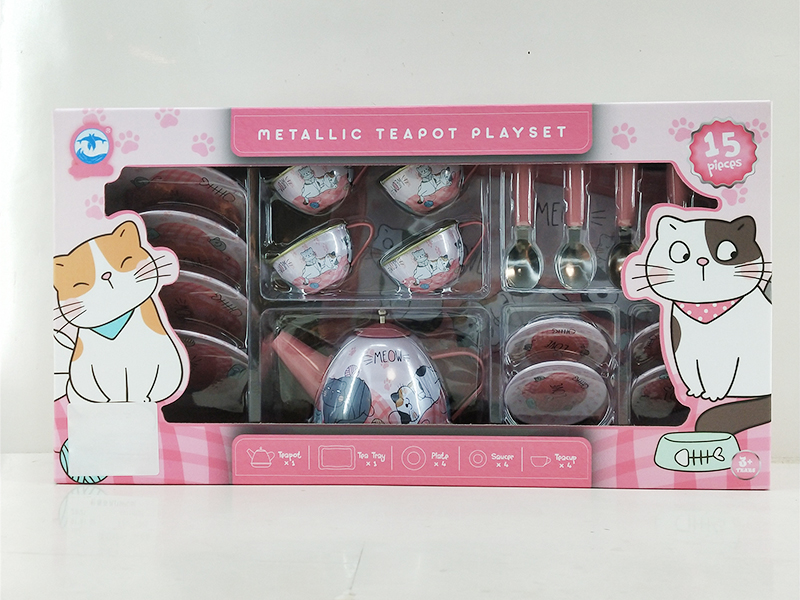 Pink Cat Pattern Tea Set (14PCS)