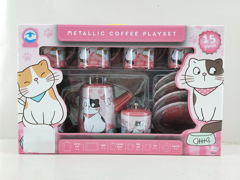 Pink Cat Pattern Coffee Set (14PCS)