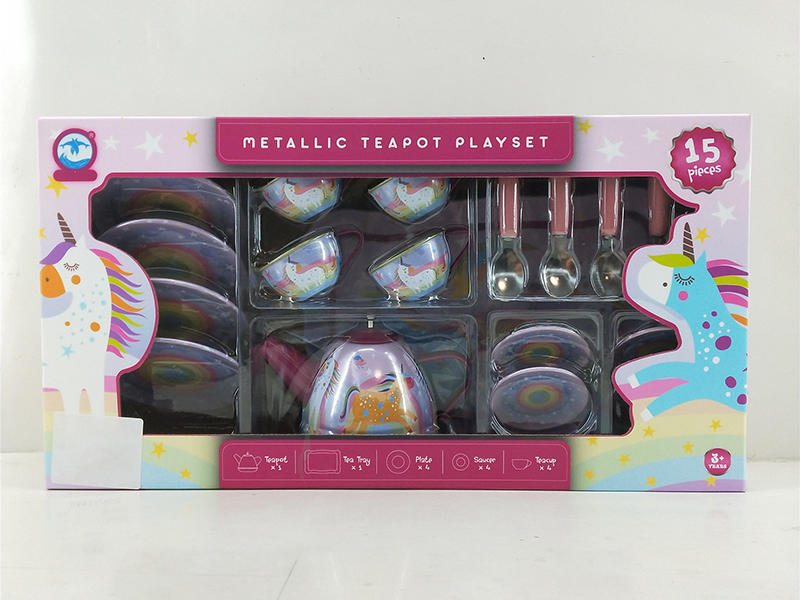Unicorn Pattern Metallic Tea Set (19PCS)
