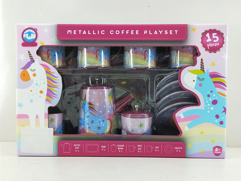 Unicorn Pattern Metallic Coffee Set (14PCS)