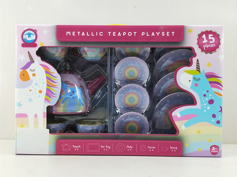 Unicorn Pattern Metallic Tea Set (15PCS)