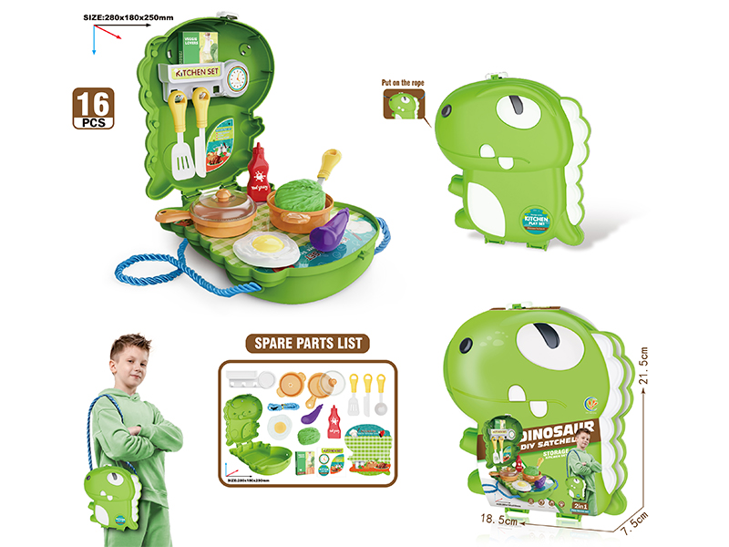 16PCS Dinosaur Kitchen Backpack