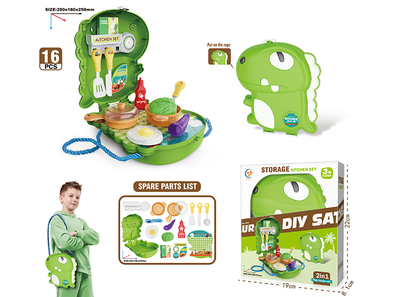 16PCS Dinosaur Kitchen Backpack