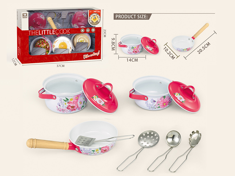 Printed Metal Tableware Set 9pcs