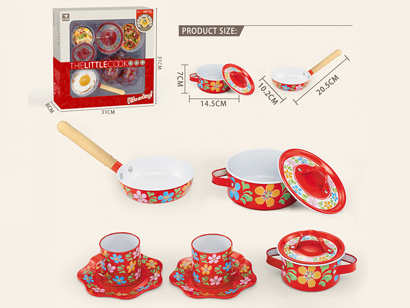 Printed Metal Tableware Set 9pcs