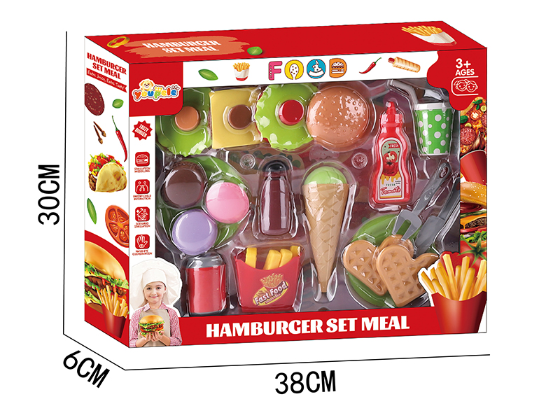 Hamburger Waffle Fast Food Set