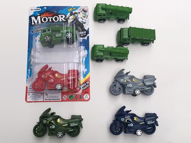 Pull Back Motorcycle + Pull Back Missile Truck
