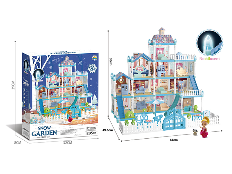 285PCS Luminous DIY Assembled Castle Villa(Ice And Snow Version)