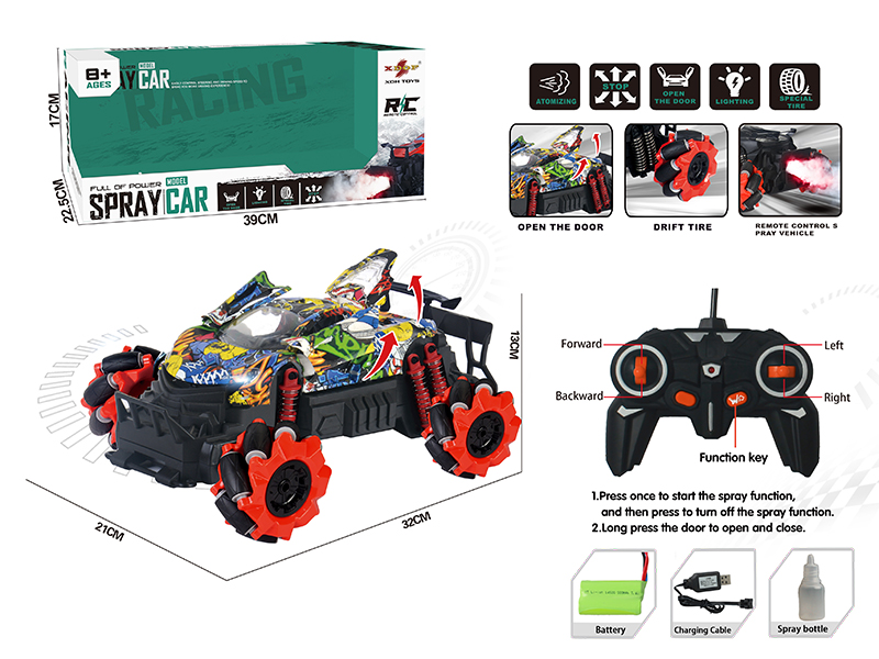 One Button Three Door Opening Drift Spray Remote Control Car(Graffiti)