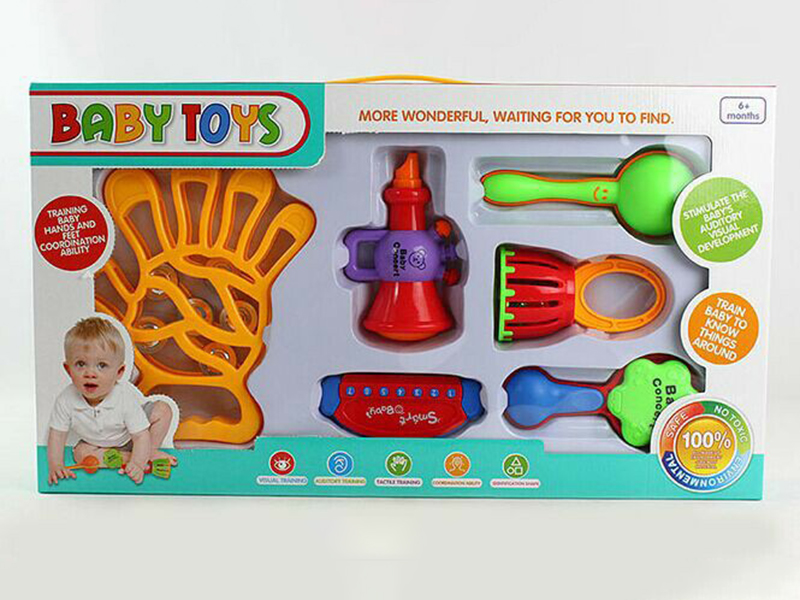 Hand Shaped Timbrel Rattle Set 6pcs
