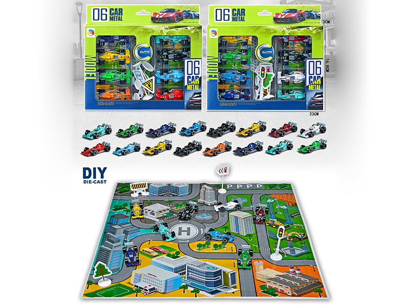 Alloy Car City Scene Series(8 Slide F1 Racing Cars/2 Mixed)