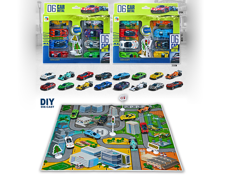 Alloy Car City Scene Series(6 Slide Simulated Cars + 2 Slide F1 Racing Cars/2 Mixed)