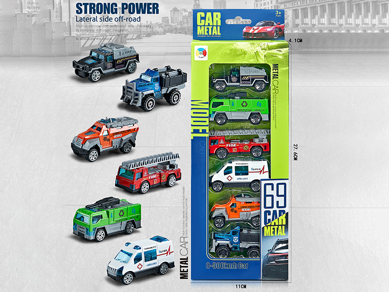 6cps Alloy City Simulated Cars(Slide)
