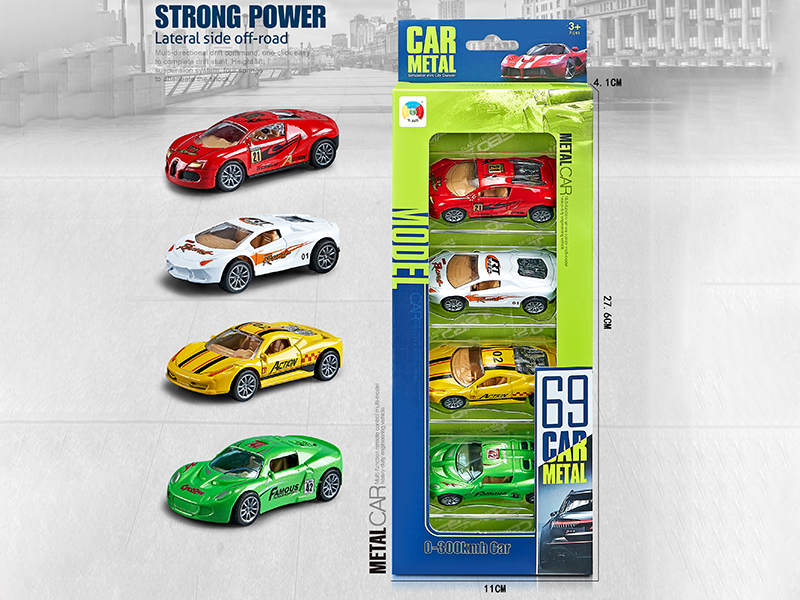 4pcs Alloy Pull Back Car