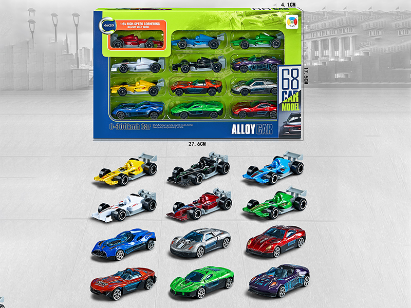 12 Slide Alloy Cars(F1 Racing Cars + Simulated Cars)