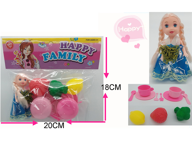 Tea Set + Fruits + Doll