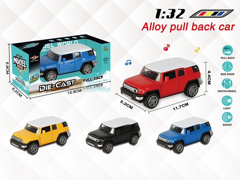 1:32 Toyota FJ Pull Back Alloy Open Door Car With Light And Music
