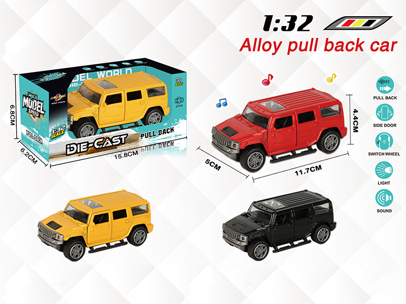 1:32 Hummer Pull Back Alloy Open Door Car With Light And Music