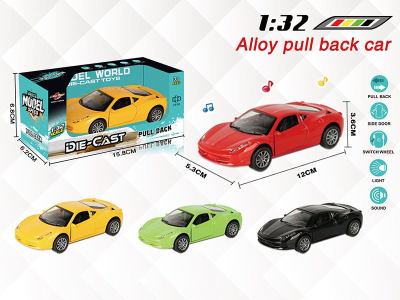 1:32 Ferrari Pull Back Alloy Open Door Car With Light And Music
