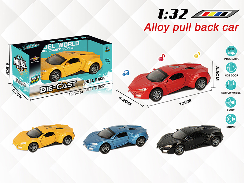 1:32 Lykan Pull Back Alloy Open Door Car With Light And Music