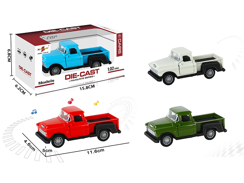 1:32 Open Doors Alloy Pull Back Classic Car Pickup With Light And Music