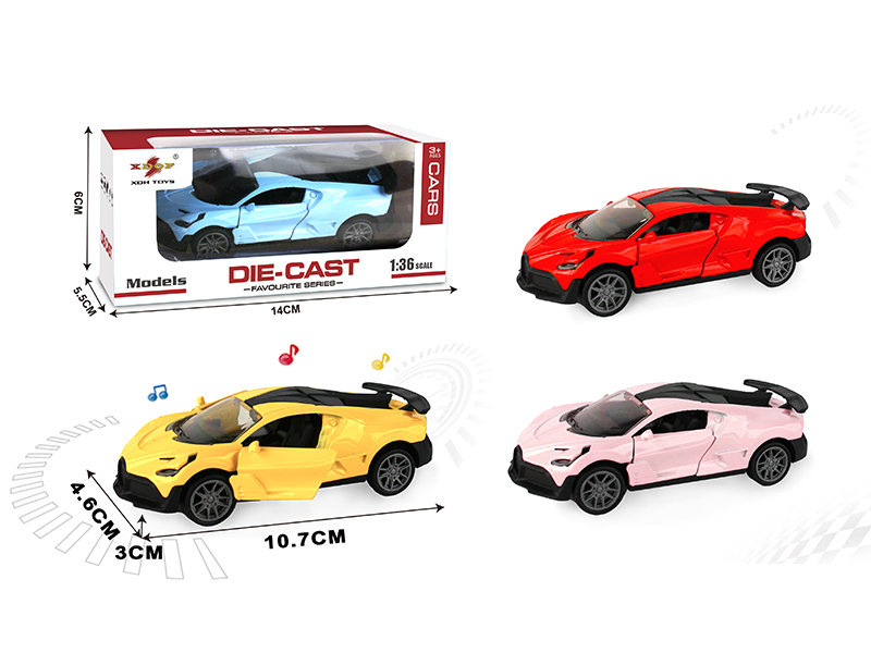 1:36 Bugatti Open Doors Alloy Pull Back Car With Light And Music