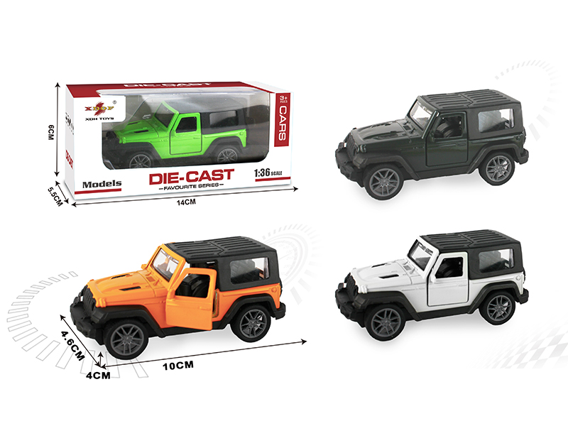 1:36 Wrangler Open Doors Alloy Pull Back Car