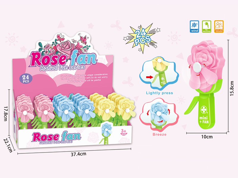 24PCS Rose Hand Fan