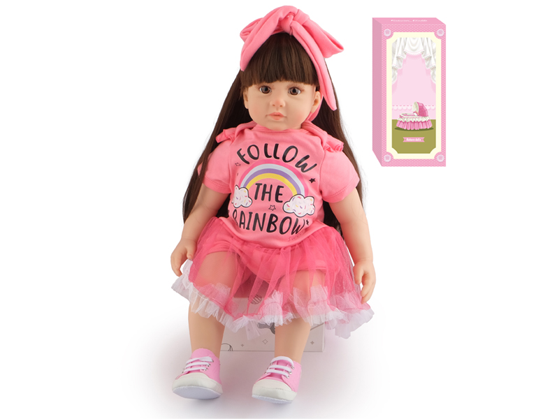 60Cm Simulation Soft Plastic Doll (Wig Cover) With Bottle+ Magnetic Pacifier+Diaper+Birth Card+Shoes