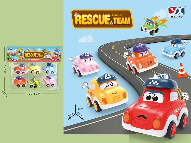 6Pcs Pull Back Cartoon Car
