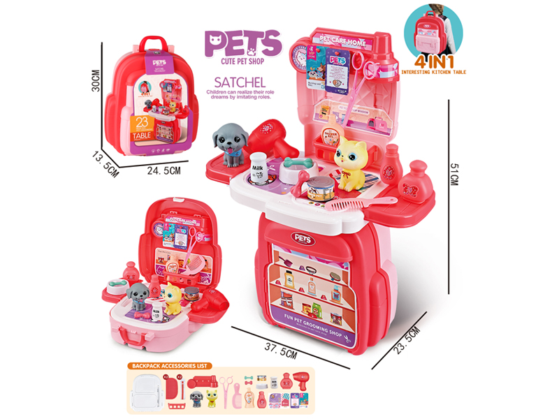 23PCS Pet Hair Salon Toy Backpack