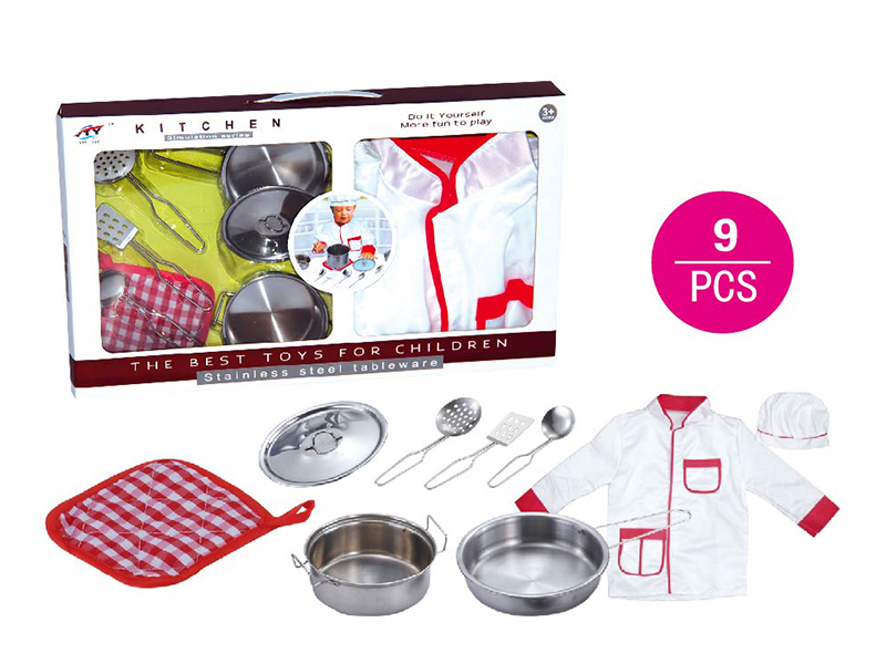 Stainless Steel Tableware Toys With Clothes 9pcs