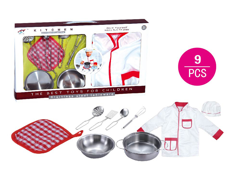 Stainless Steel Tableware Toys With Clothes 9pcs