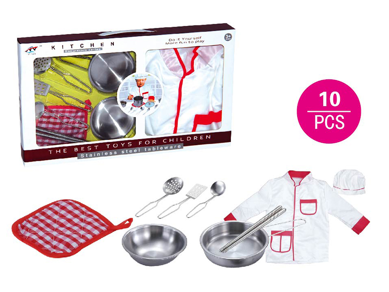 Stainless Steel Tableware Toys With Clothes 10pcs