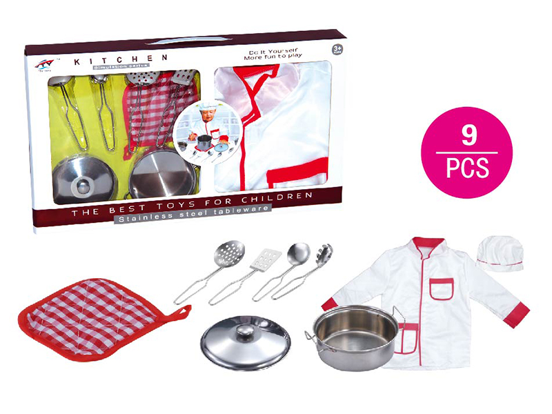 Stainless Steel Tableware Toys With Clothes 9pcs