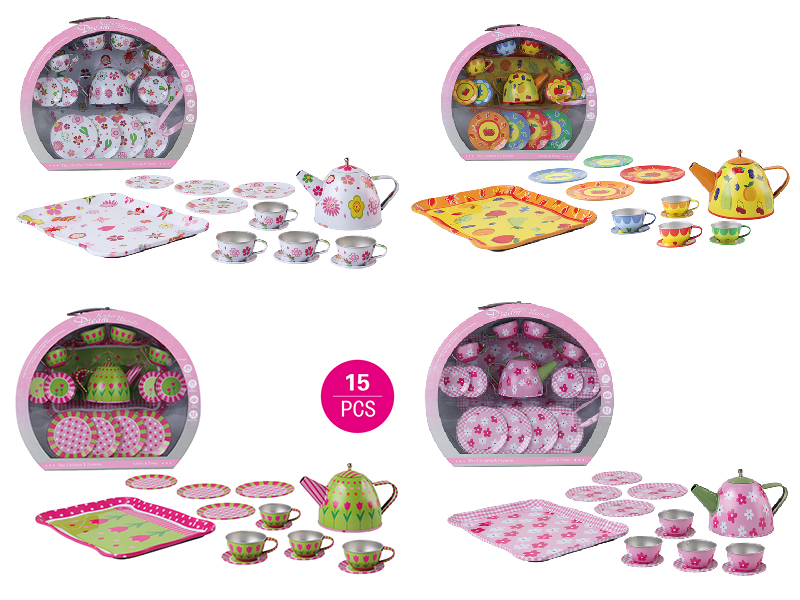 Tinplate Printed Tea Set 15pcs