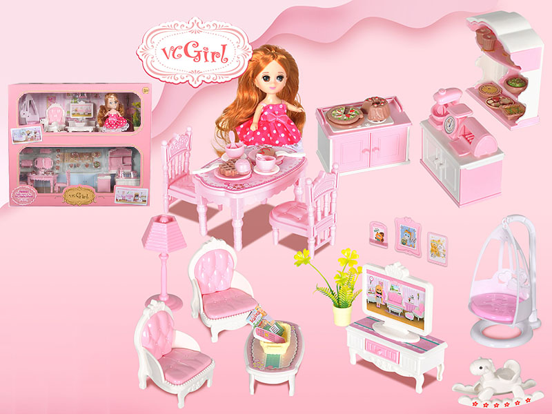 Living Room & Bakeroom 2 In 1 Furniture Toys