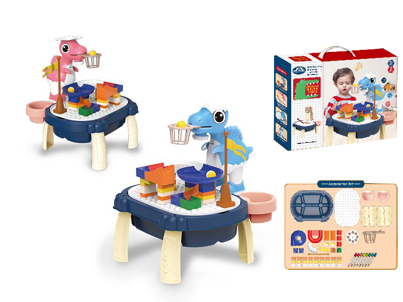 Q Version Dinosaur Projection Painting Building Block Table 43pcs