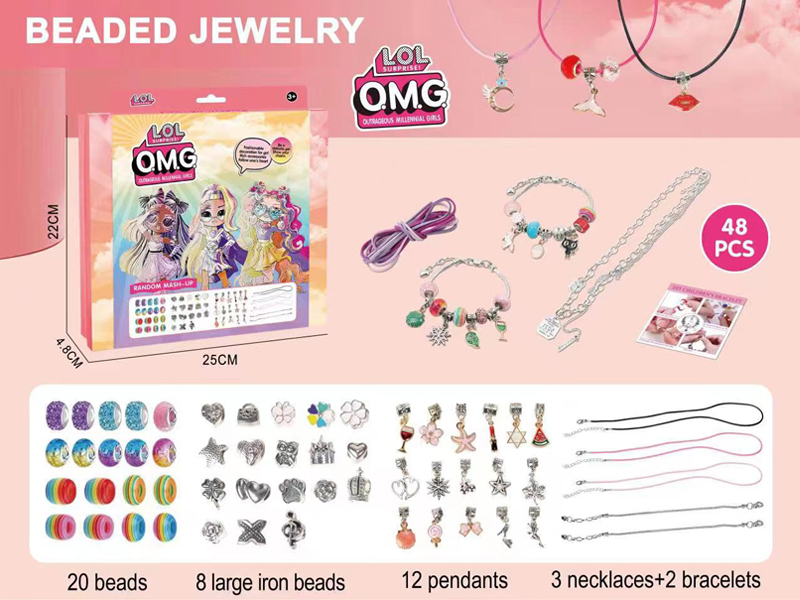48PCS Diy Iron Beads Toy+Personalized Necklace
