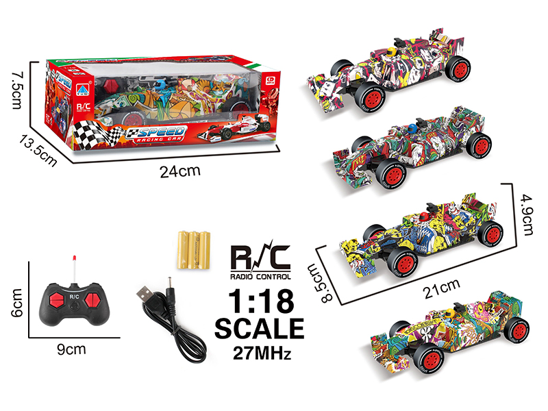 1:18 4-Channel Remote Control Graffiti Equation Car(Include Batteries)