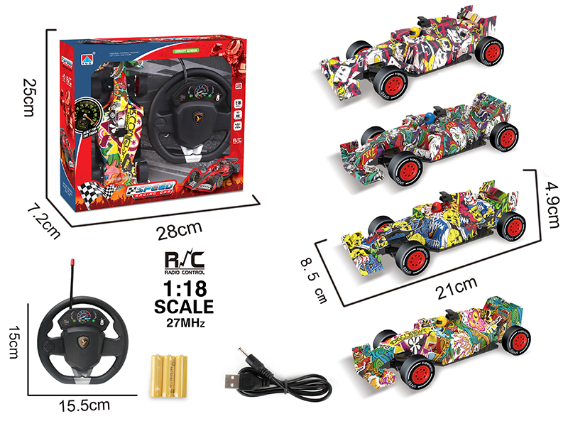 1:18 4-Channel Remote Control Graffiti Equation Car