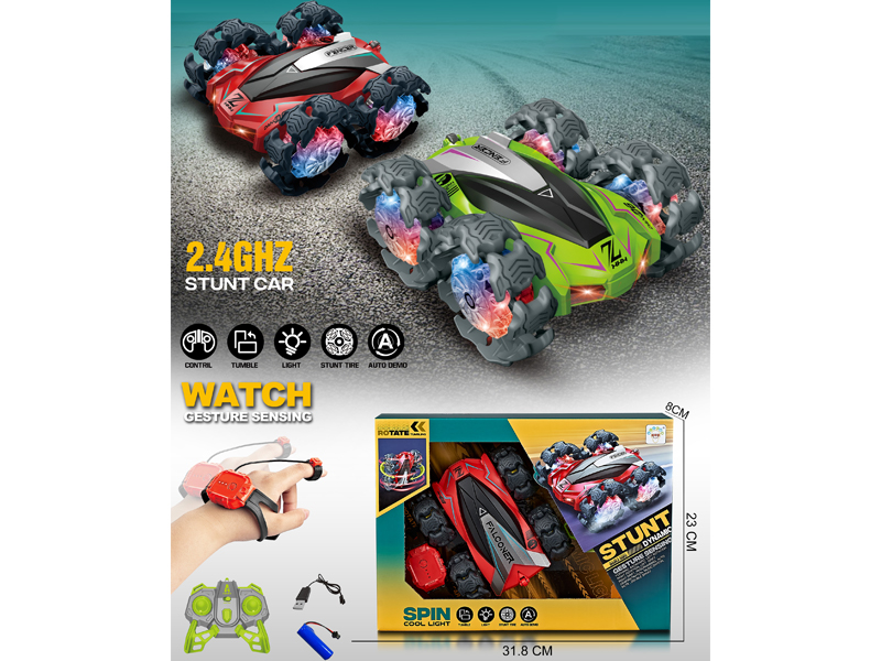 1:18 2.4G 10Ch R/C Explosive Wheel Double-Sided Stunt Vehicle