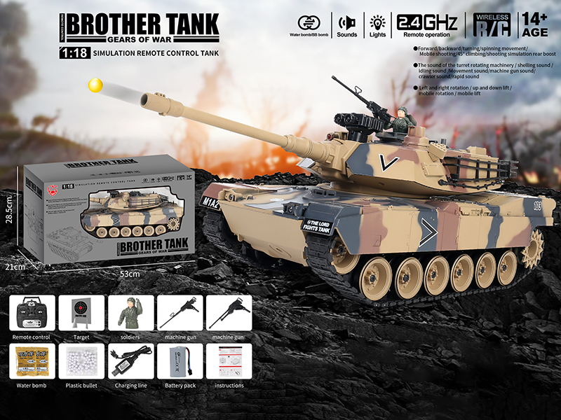 1:18 2.4G 20-Channel Remote Control Tank