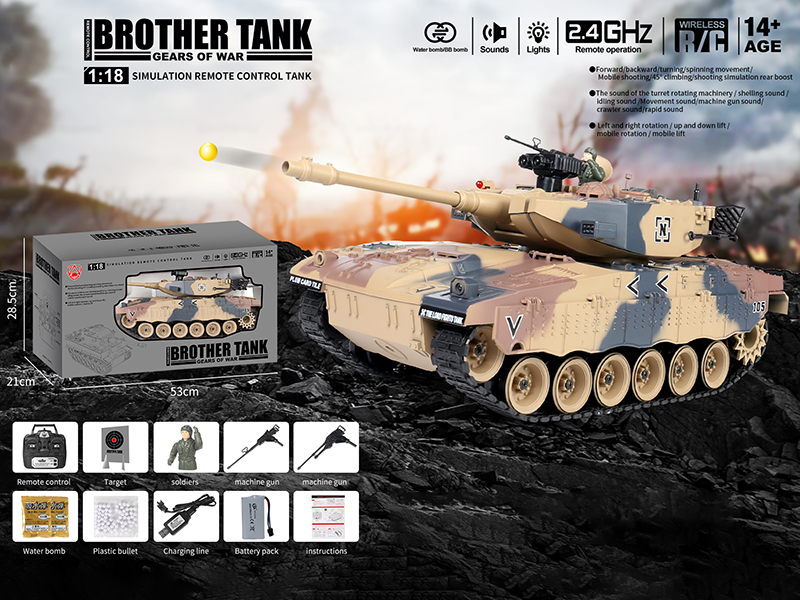 1:18 2.4G 20-Channel Remote Control Tank