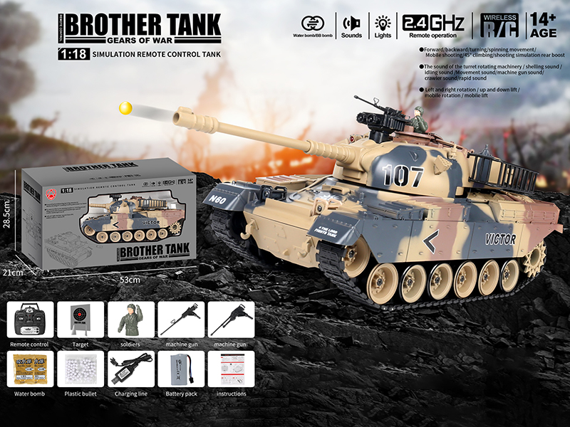1:18 2.4G 20-Channel Remote Control Tank