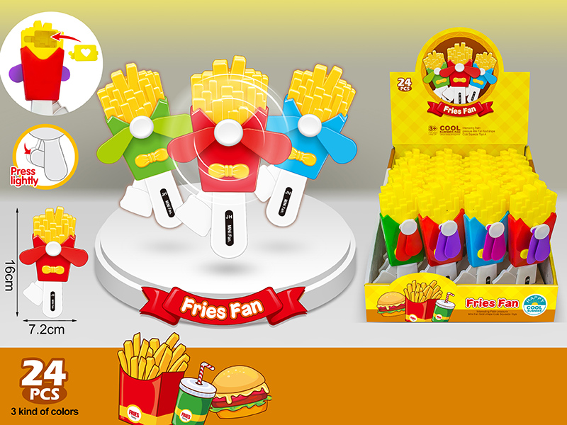 French Fries Mini Hand Pressure Fan 24pcs